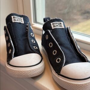 Converse Kids Slip-On All Star Sneakers in Blue and White